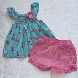 Flamingo two piece outfit, size 18months